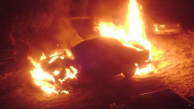 В Волгоградской области сгорели пассажирский автобус «Волжанин» и иномарка