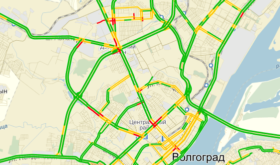 В Волгограде снегопад спровоцировал огромные пробки на дорогах